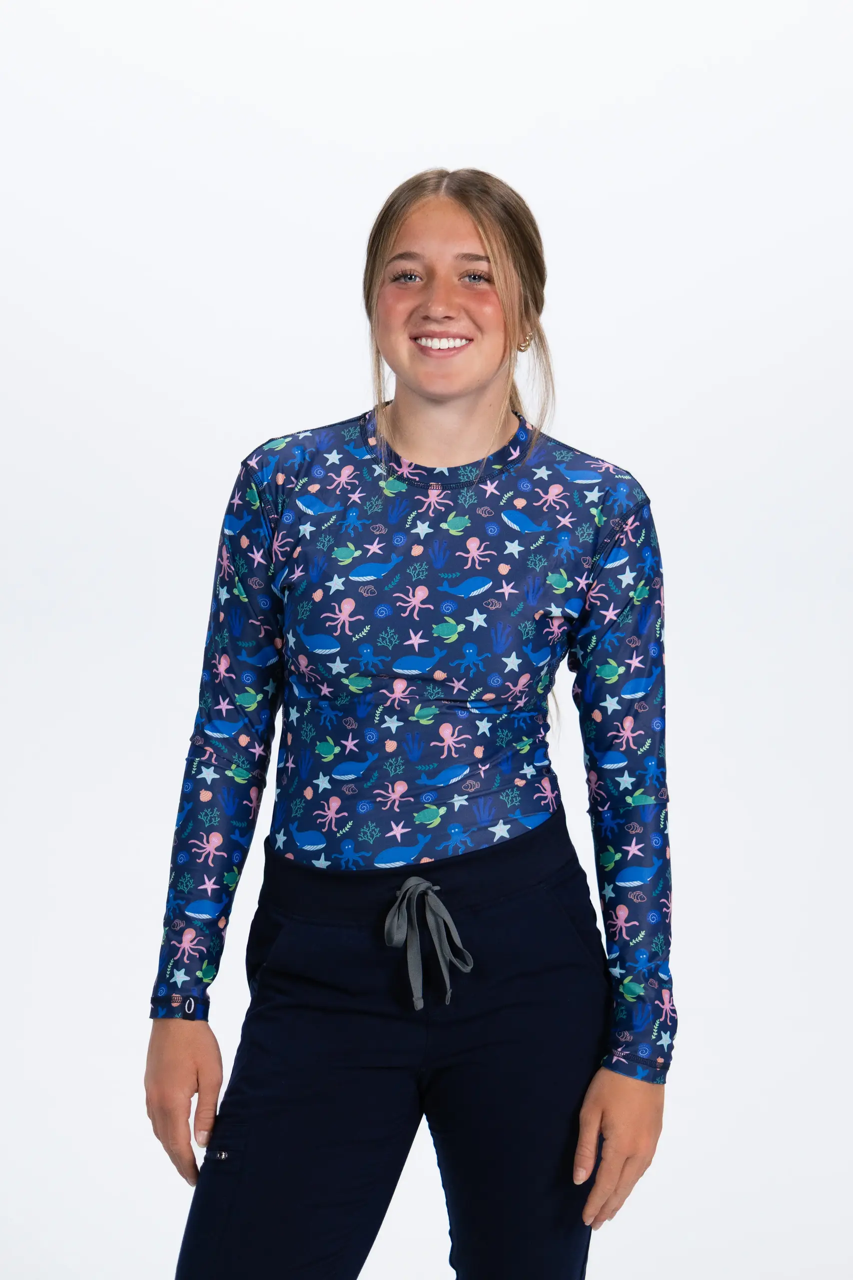 Sea creature print underscrub, ocean-inspired design